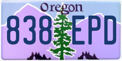 OR license plate 838EPD