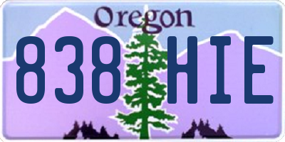 OR license plate 838HIE