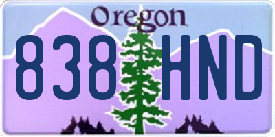 OR license plate 838HND