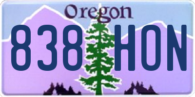 OR license plate 838HON