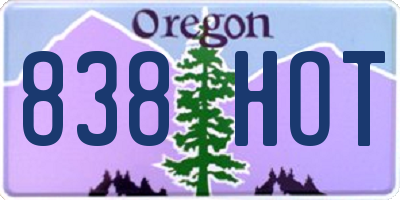 OR license plate 838HOT