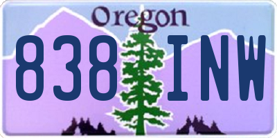 OR license plate 838INW