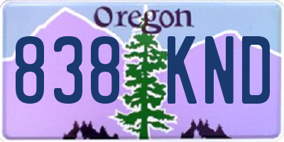 OR license plate 838KND