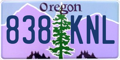 OR license plate 838KNL
