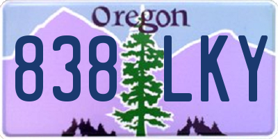 OR license plate 838LKY