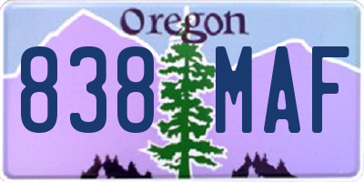 OR license plate 838MAF