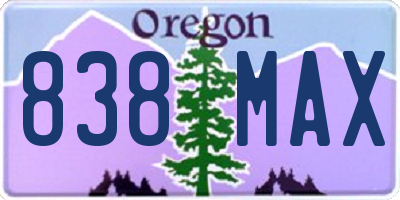 OR license plate 838MAX
