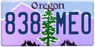 OR license plate 838MEO