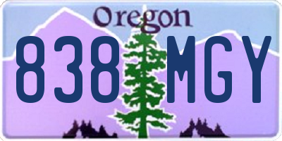 OR license plate 838MGY