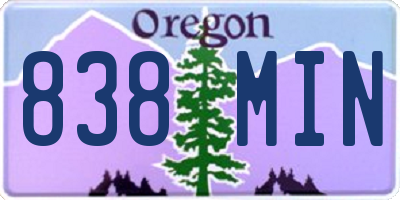 OR license plate 838MIN