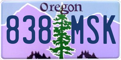 OR license plate 838MSK