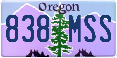OR license plate 838MSS