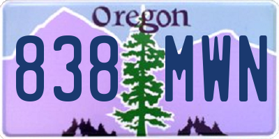 OR license plate 838MWN
