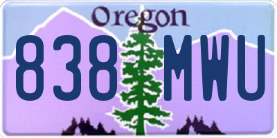 OR license plate 838MWU