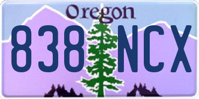 OR license plate 838NCX