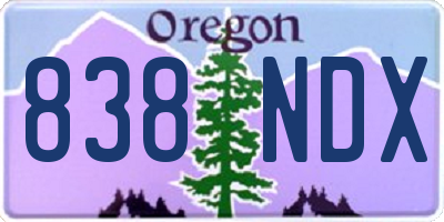 OR license plate 838NDX