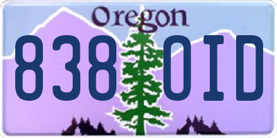 OR license plate 838OID
