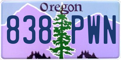 OR license plate 838PWN