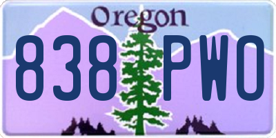 OR license plate 838PWO