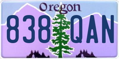 OR license plate 838QAN