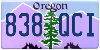 OR license plate 838QCI