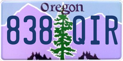 OR license plate 838QIR
