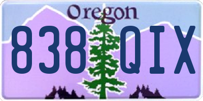 OR license plate 838QIX