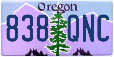OR license plate 838QNC
