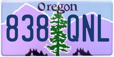 OR license plate 838QNL