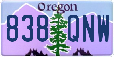 OR license plate 838QNW