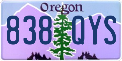 OR license plate 838QYS