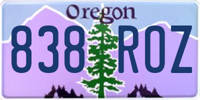 OR license plate 838ROZ