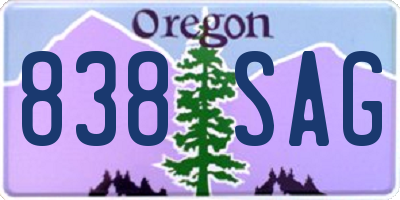 OR license plate 838SAG
