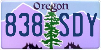 OR license plate 838SDY