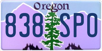 OR license plate 838SPO