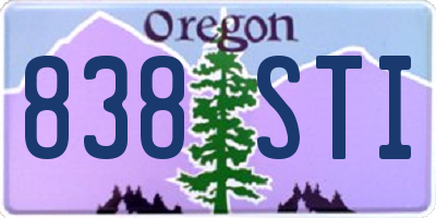 OR license plate 838STI