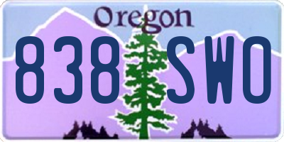 OR license plate 838SWO