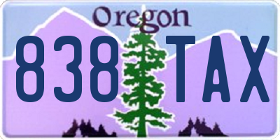 OR license plate 838TAX
