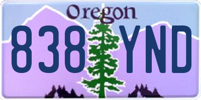 OR license plate 838YND