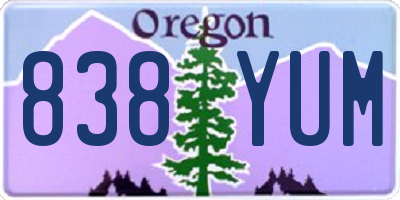 OR license plate 838YUM