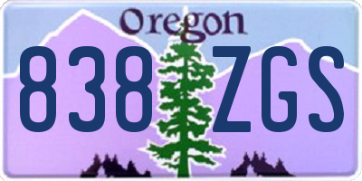OR license plate 838ZGS