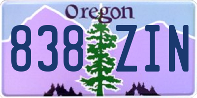 OR license plate 838ZIN