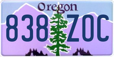 OR license plate 838ZOC