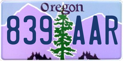 OR license plate 839AAR