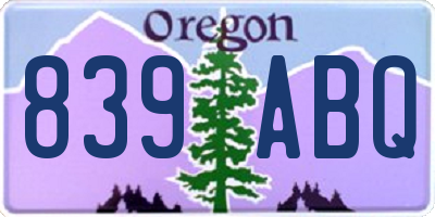 OR license plate 839ABQ