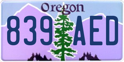 OR license plate 839AED