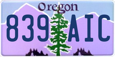OR license plate 839AIC