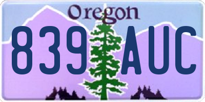 OR license plate 839AUC