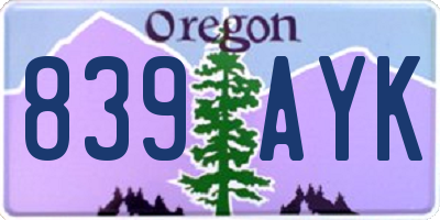 OR license plate 839AYK