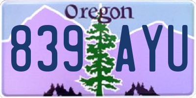 OR license plate 839AYU